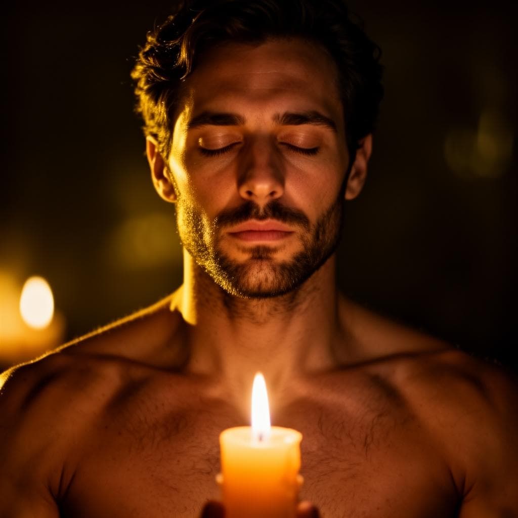 Man in deep meditative presence