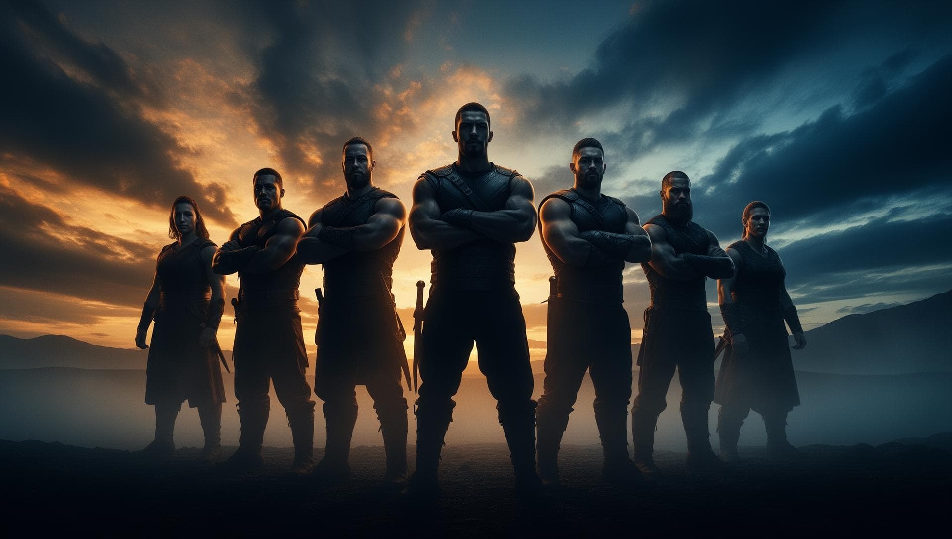 Brotherhood of warriors standing united